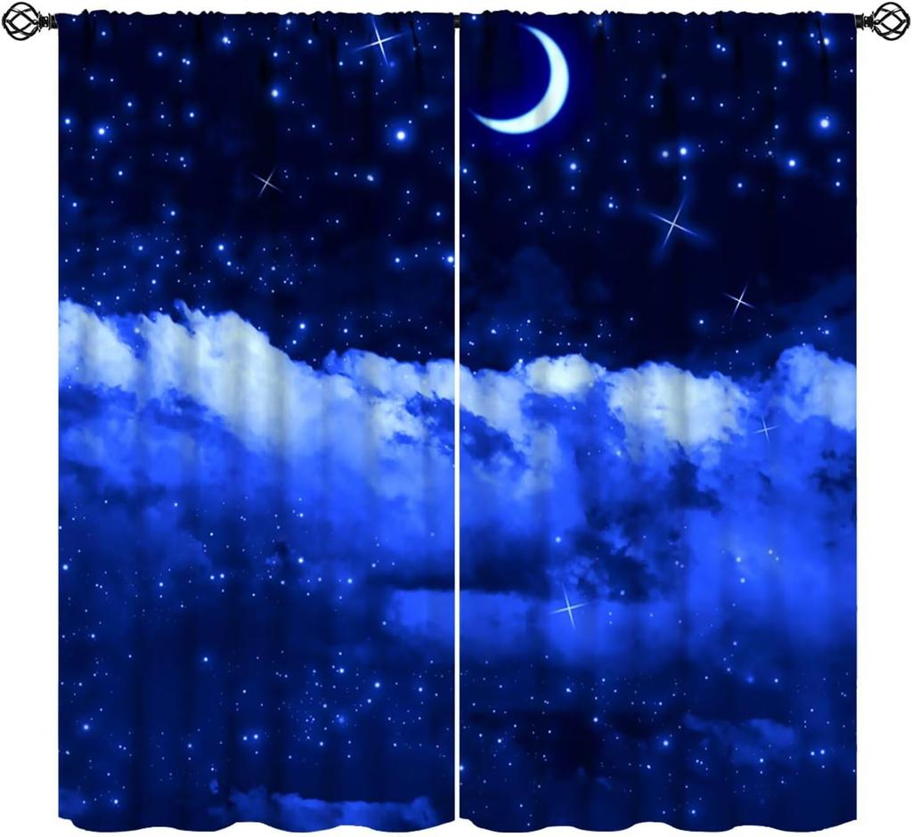 Outer Space Curtains,System Universe Knowledge Educational Learning Planet Astronomy Pattern Drapes Window 2 Panel Rod Pocket