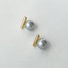 New Arrival Korean Simple One-Word Metal Simulated-Pearl Stud Earrings for Women Fashion Sweet Grey Pearl Jewelry Gifts