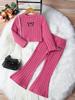 INS Girls' Autumn Long-Sleeve T-Shirt & Fleece Flared Pants Set, Warm Outfit for Ages 1-8