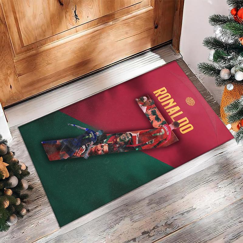 Cristiano Ronaldo bedruckter Flanell-Teppich rutschfest weich Polyester Bodenbelag Indoor Dekorationsmatte für Schlafzimmer Wohnzimmer Sofa