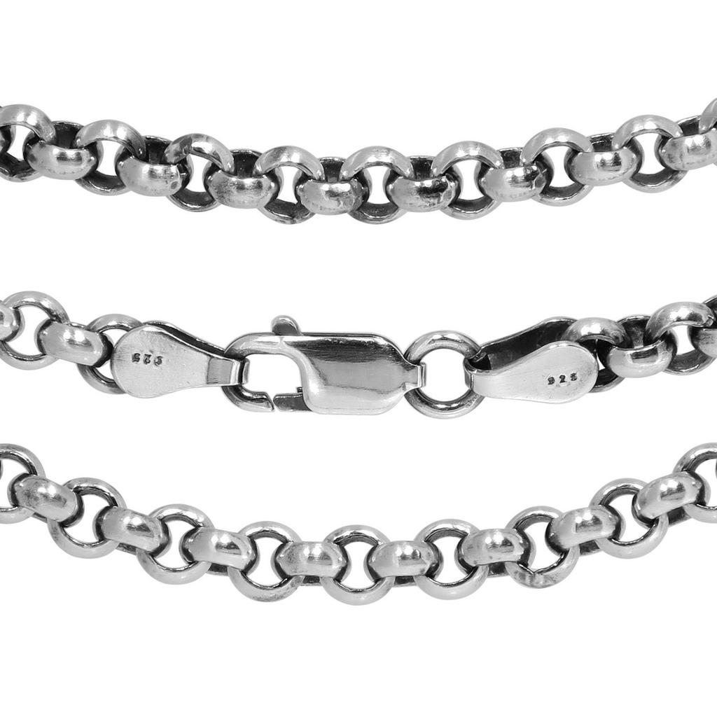 Gin No Silver 925 Smoked Roll Simple Chain Necklace for Men and Chain Only [Shinjuku Kura] (Light) Chain, Approx. 4.5mm Wide, 40-60cm (50cm) Long,