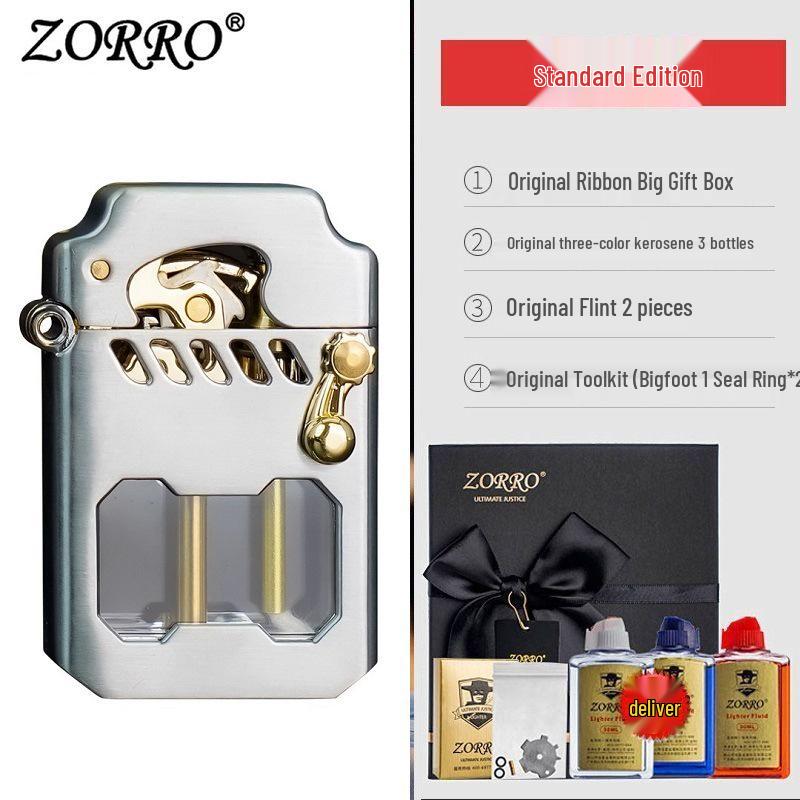 Zorro 786 Cyber Mecha Transparent Oil Tank Semi-automatic Kerosene Lighter