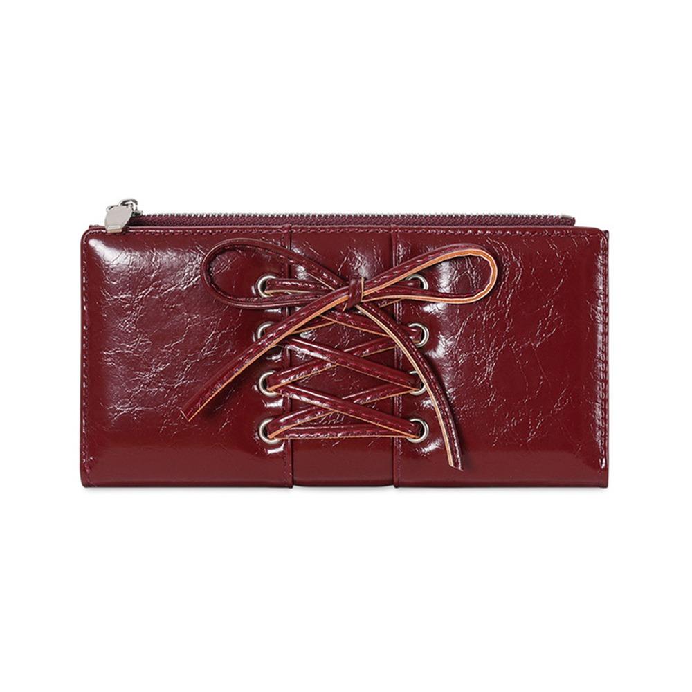 INS Multi Slot Long Wallet Zipper Bow Strap Design Card Holder Coin Purse Women