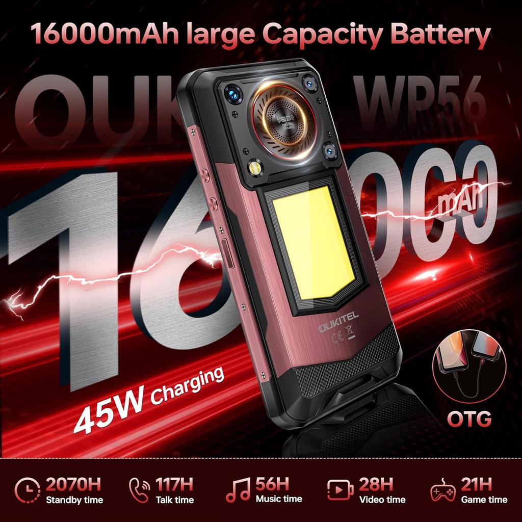 Oukitel WP56 Cellulare 5G 32GB+256GB 16000mAh Display 6.8" 108MP Android 15 Smartphone
