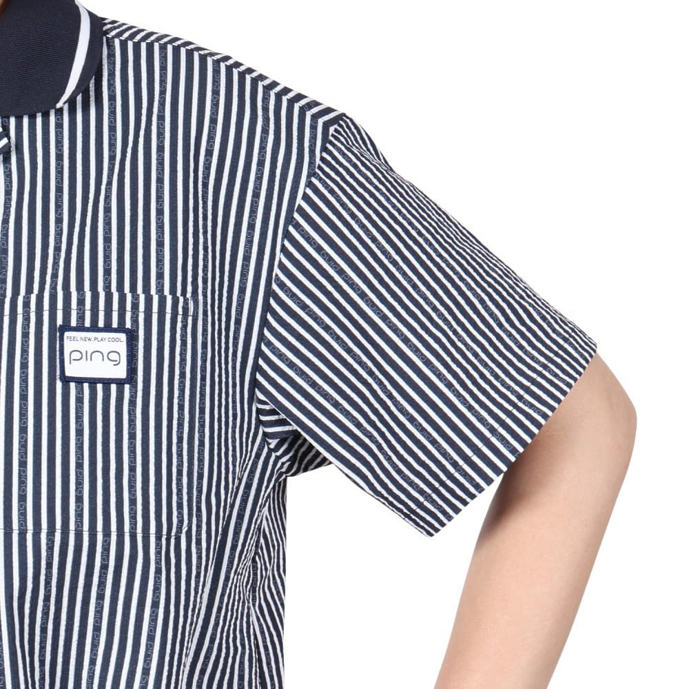 [Pin Apparel] Women's Short-sleeved Open-collar Shirt (all-directional Stretch, Moisture-wicking and Quick-drying)  Golf  622-5111300 120Navy S