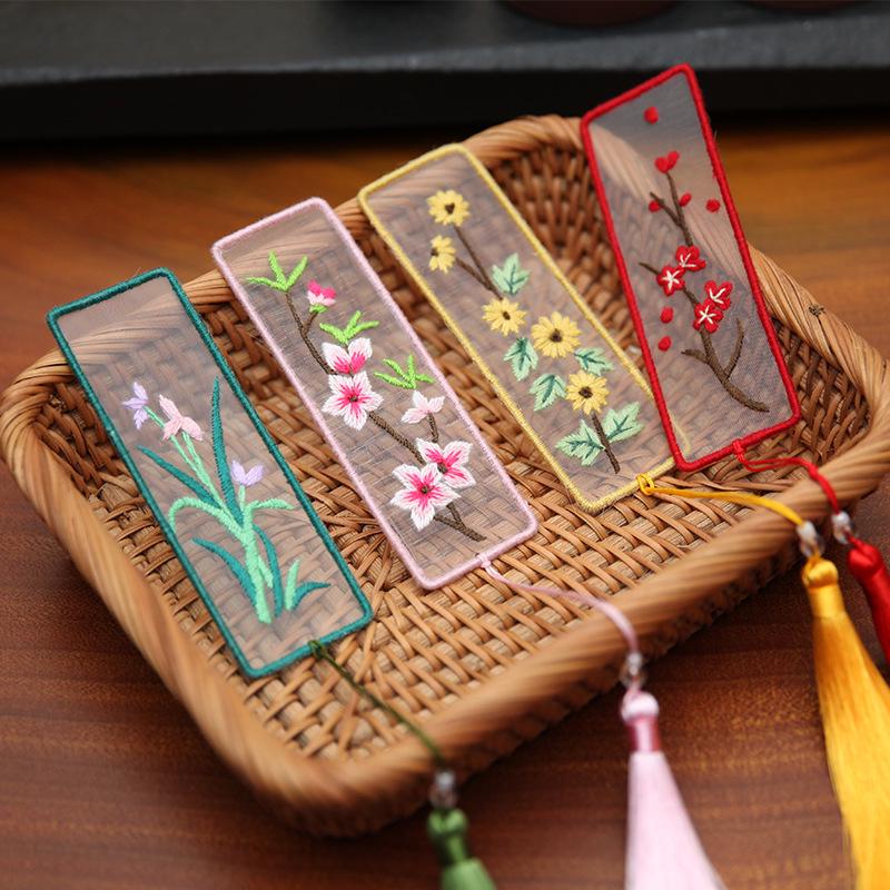 Chinese-Style DIY Embroidery Bookmark Kit for Beginners – Creative Lu Embroidery Stationery Gift