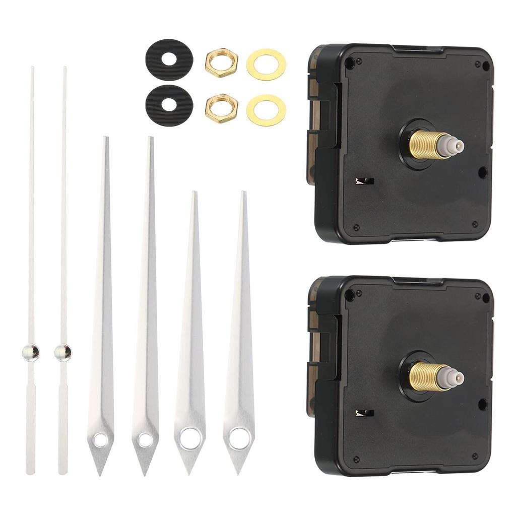 PATIKIL Clockwork Replacement Kit, 2 Sets, Quartz Clockwork, DIY Wall Clock Hands and Motor Kit, Repair Parts, Silver