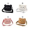 Cartoon Cat Girls Crossbody Bags Soft Plush Messenger Shoulder Bag Winter Animal Shape Handbags Small Purse Wallet