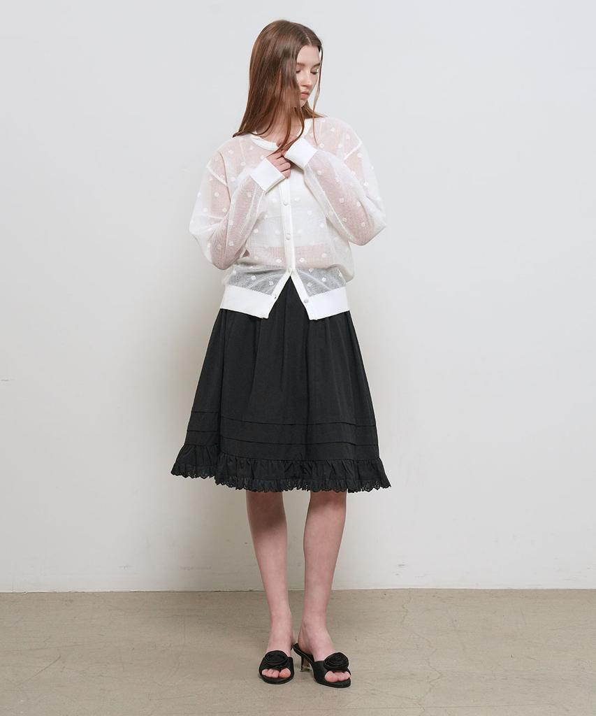 General Idea Lace Flare Midi Skirt [Black] / Gf2Lsk509