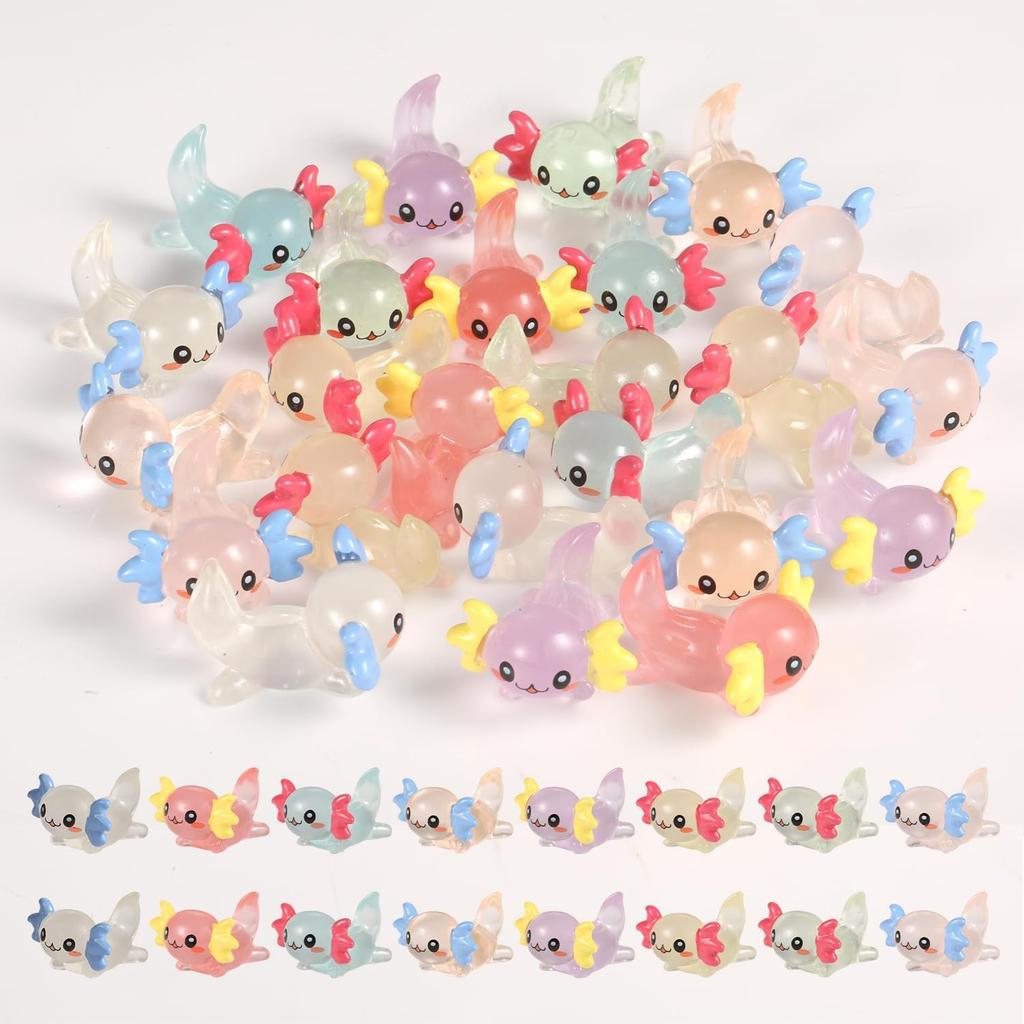 10/20 szt. Mini żywiczne aksolotl Miniaturowe brokatowe aksolotl Małe figurki zwierząt Ozdoba do ogrodu wróżek DIY Szklany pojemnik Roślina w doniczce