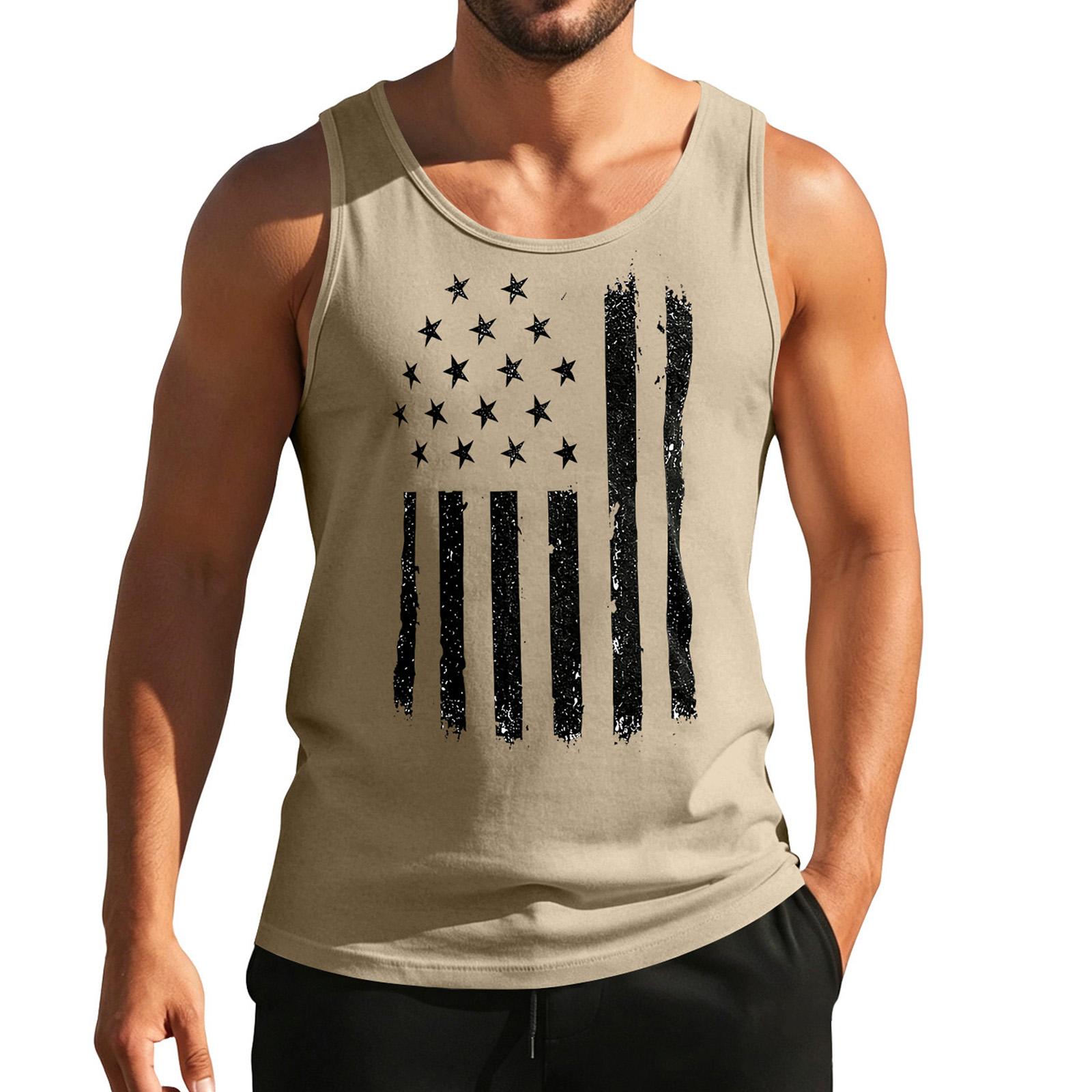 

Men s Casual Sleeveless Tank Top Printed American Flag Design Lightweight Summer Workout Shirt for Outdoor Sports Gym and Daily Wear XL