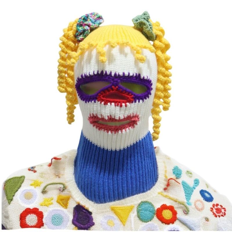 Clown Balaclava Hat for Adult Teens Knitted Clown Hat Cold Weather Balaclava Hat Photo Headwear Masquerades Accessories