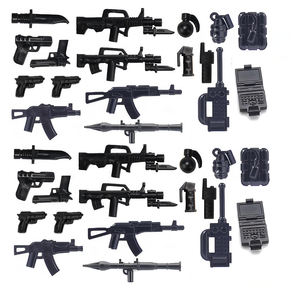 

34PCS Pistol Military Weapon Special Forces Police Guns Soldier SWAT Mini Action Figures Army Parts Construction Brick Bricks Toy