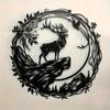 Metal Stag Wall Decor Circular Iron Frame Modern Farmhouse Living Room Wedding Gift Home Hanging Art