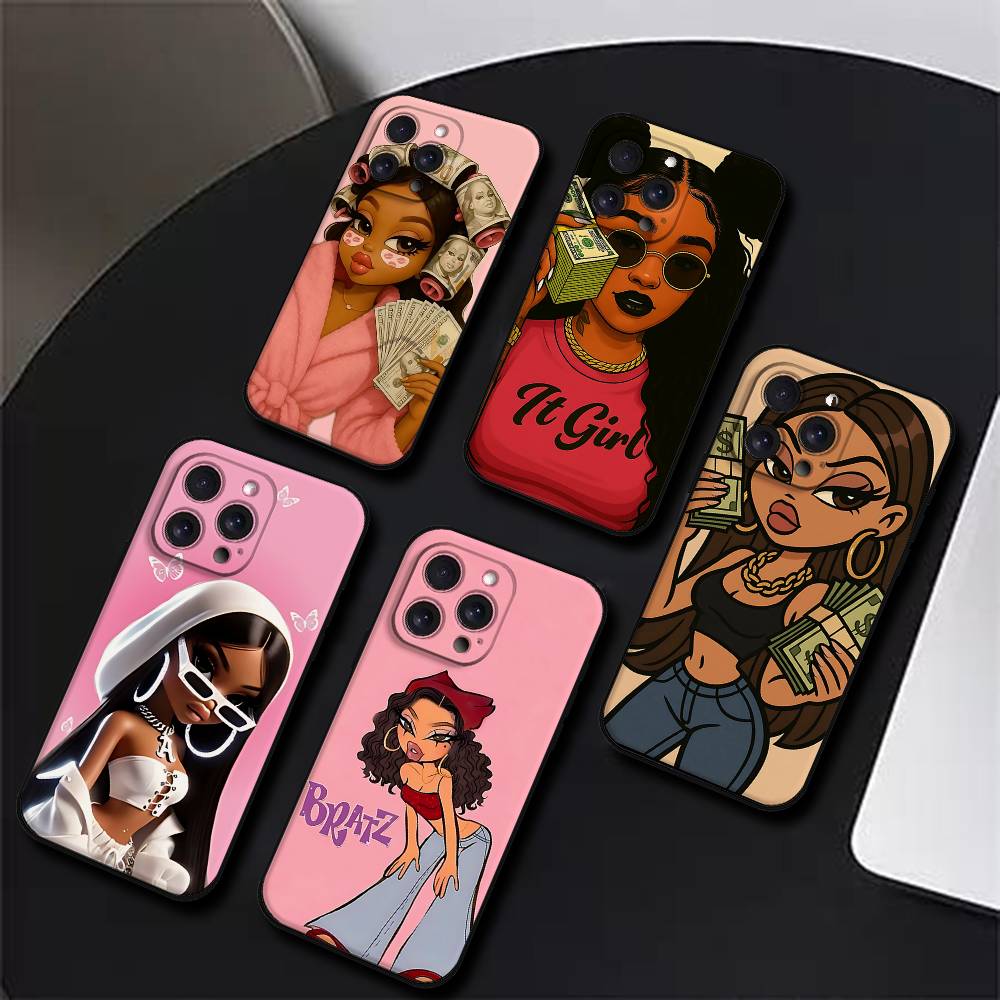 Fashion B-Bratz D-Doll Phone Case Phone Case For Iphone 17 16 15 11 13 14 Pro Max X Xr Xs Max 12mini Black Shell Cover Case