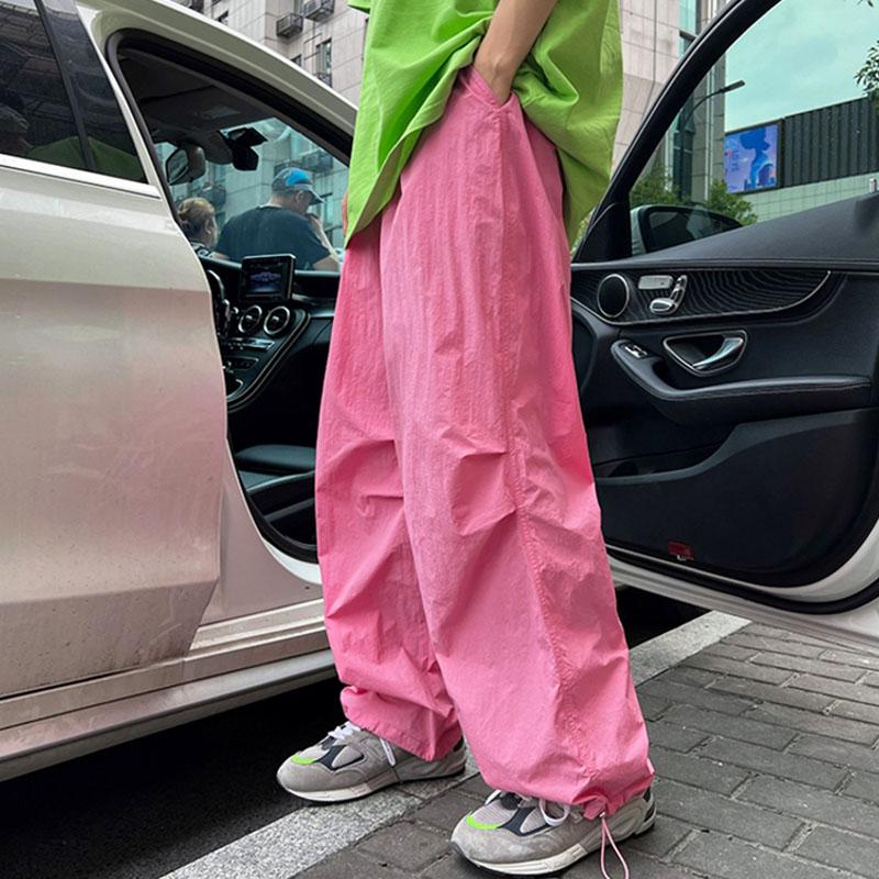 Y2K menns klær Grønne sommer Oversized svette Bredt ben Cargo Ice Silk Quick Dry Track Bukser Joggebukser Bukse Dame Koreansk 2023