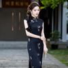 Black Sleeveless Modern Chinese-Inspired Long Cheongsam Dress Women 2026 Stylish Retro Fit