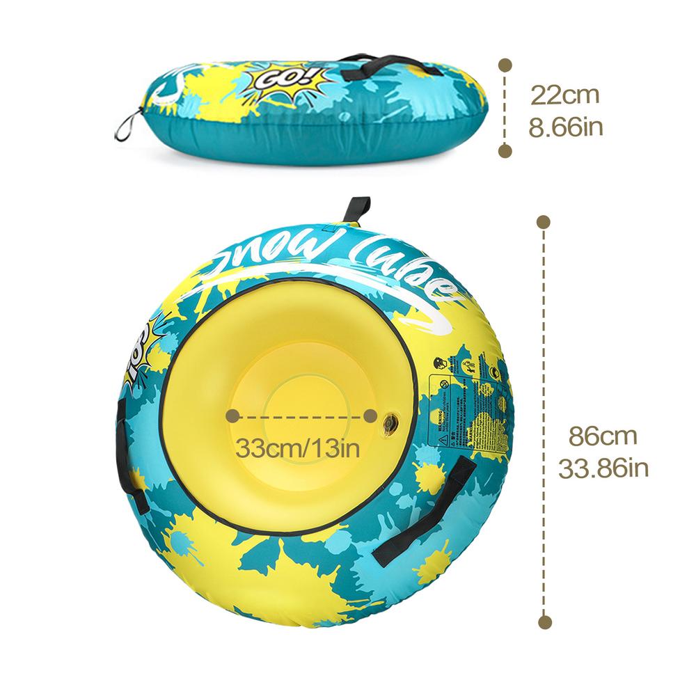 Надувная ватрушка для снега Зимняя надувная ватрушка Сани Прочная снежная трубка для катания на санках на открытом воздухе с утолщенными ручками и чехлом из Оксфорда