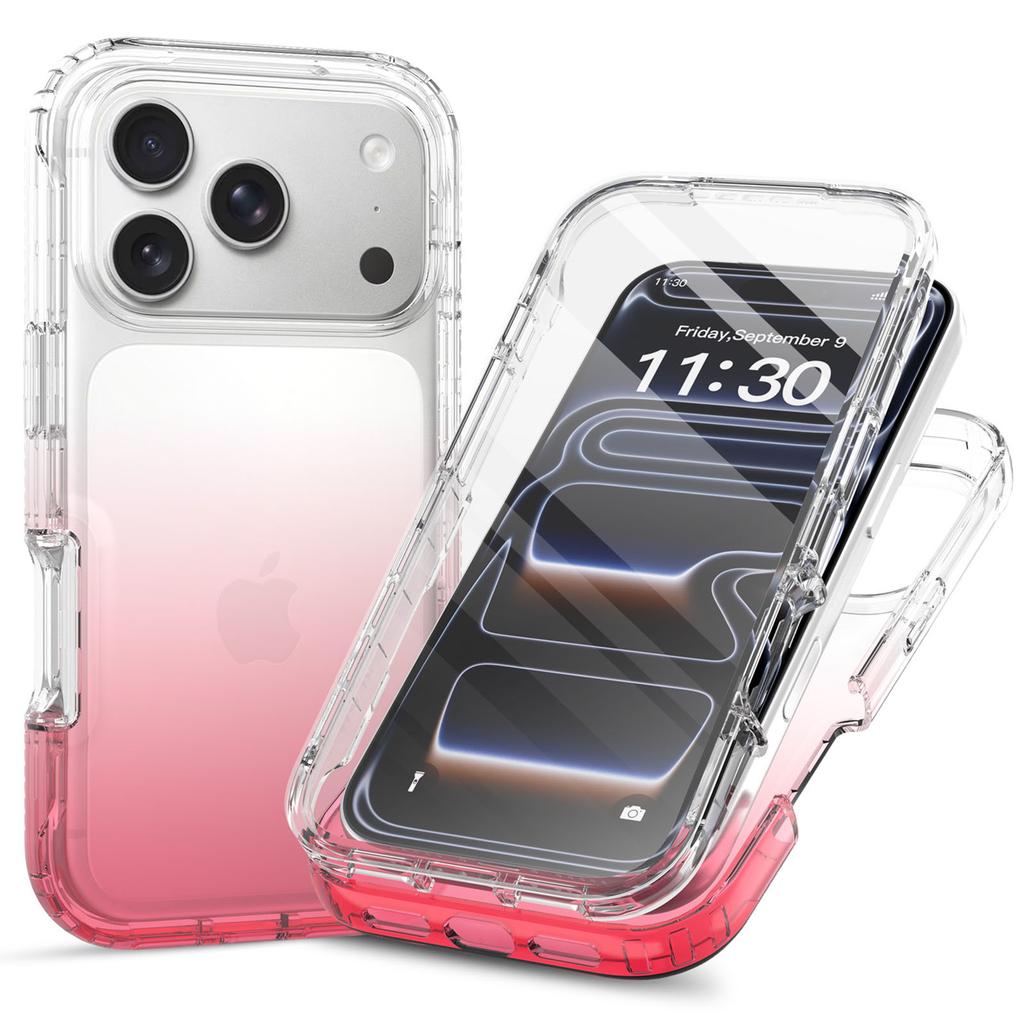 For iPhone 17 Pro Max Case Built-In PET Screen Protector PC+TPU Full Body Shockproof Phone Cover