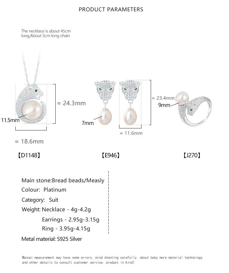 Real 925 Sterling Silver Fashion Natural Animal Pearl Set Jewelry-Making DIY Empty Tray Necklace & Ring for Women