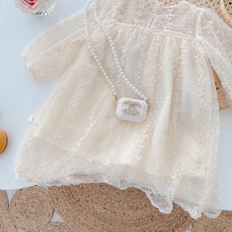 Spitzen-Netz-Prinzessinnenkleid für Kleinkinder & junge Mädchen – Stilvolles koreanisches Langarm für Frühling & Herbst