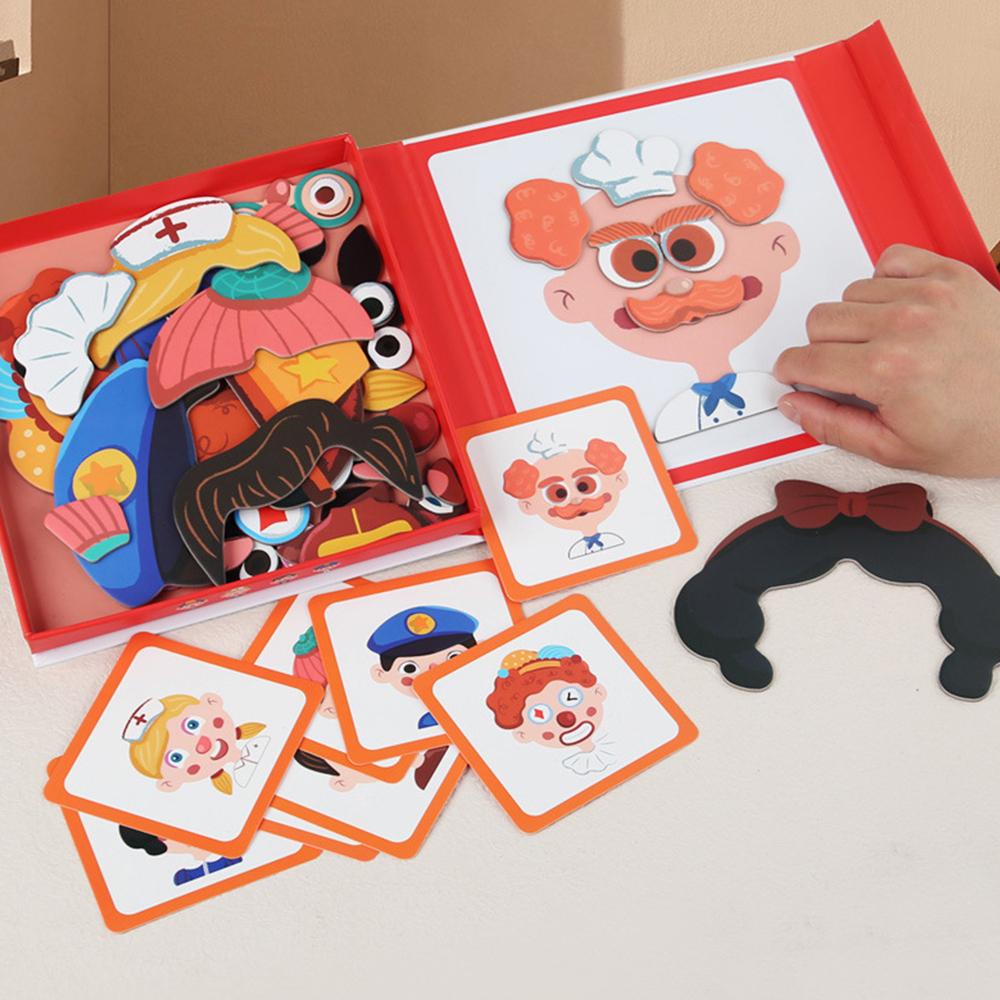 Non-Toxic Magnetic Puzzle Children Face Dress Up Game Book Shaped S.T.E.M. Montessori Toys Learning Educational Gift For Ages 3+