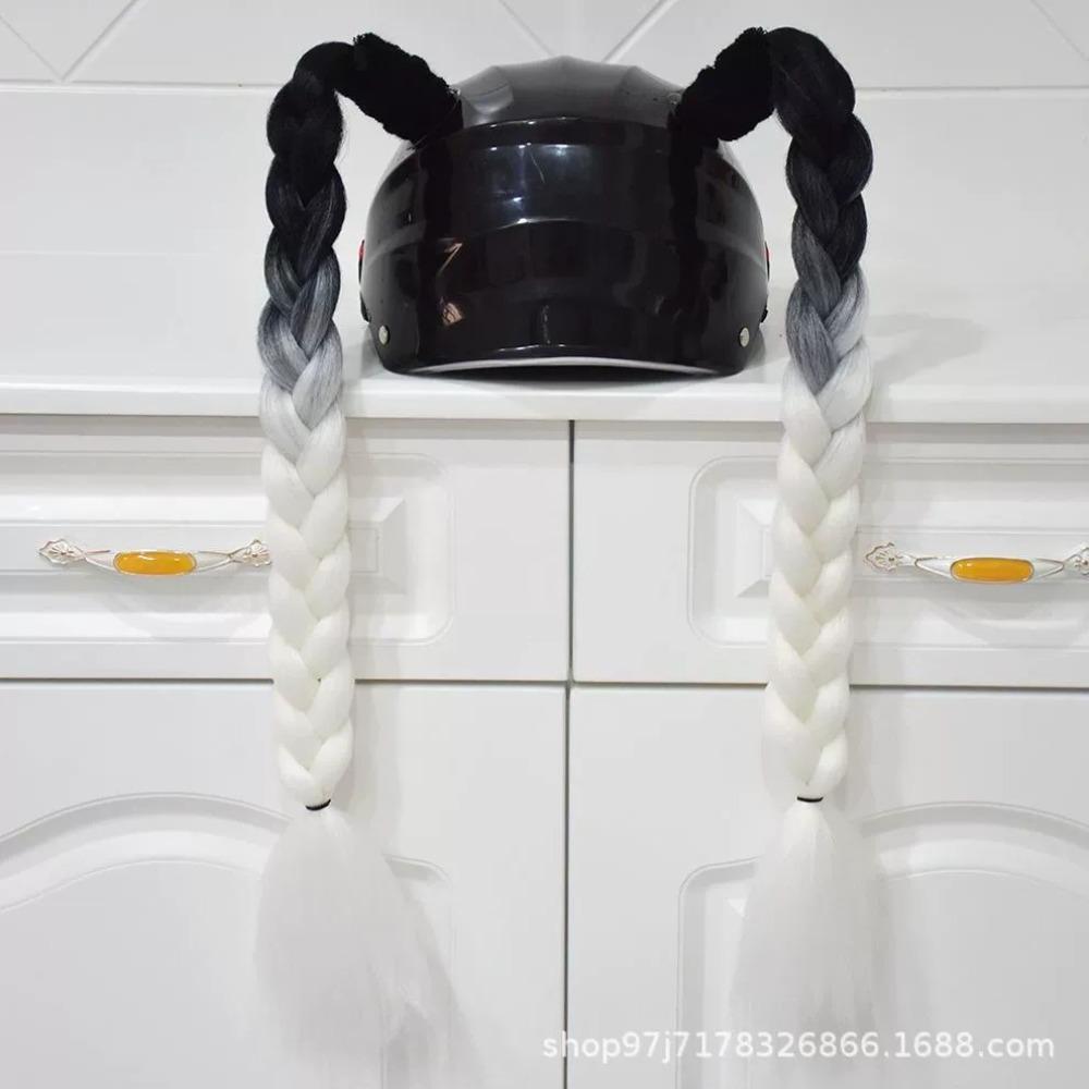 2pcs/pair New Motorcycle Helmet Braids Woman Braids Wig For Motorbike Helmets 164 colors Twist Dual Pigtail Ponytail With Sucker