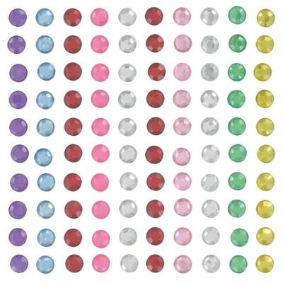 100 strass redondos adesivos multicoloridos de 6 mm