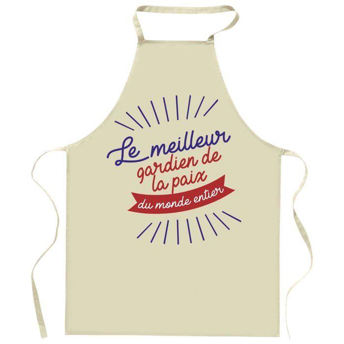 Tablier de cuisine - Gardien d'immeuble Meilleur du Monde entier - Coton résistant - Impression France - Liens ajustables
