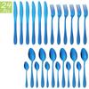 6People Gold Cutlery Set Knife Fork Tea Spoon Tableware High Quality Stainless Steel Dinnerware Home Kitchen Flatware Silverware