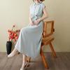 Women's Summer 2025 Cotton and Linen Short-Sleeve Dress - French Retro Socialite Style