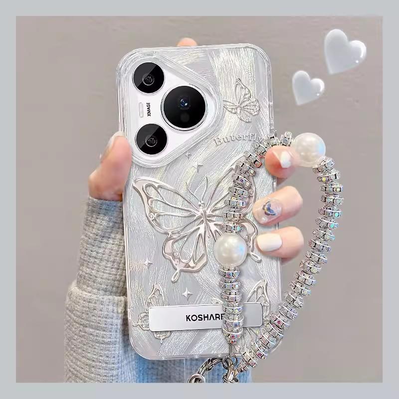 

Подходит для чехла для мобильного телефона Huawei Pura70pro Vivos17 Line Butterfly Stand Oppo Feather Yarn Xiaomi 14 Большие отверстия Huawei P70/PURA70