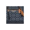 Coach Kleo 30 Classic Monogram Canvas Print Coated Chambray And Leather Shoulder Crossbody Tote Bag Large Women Bags Denim-Blue C8164-IMDEI