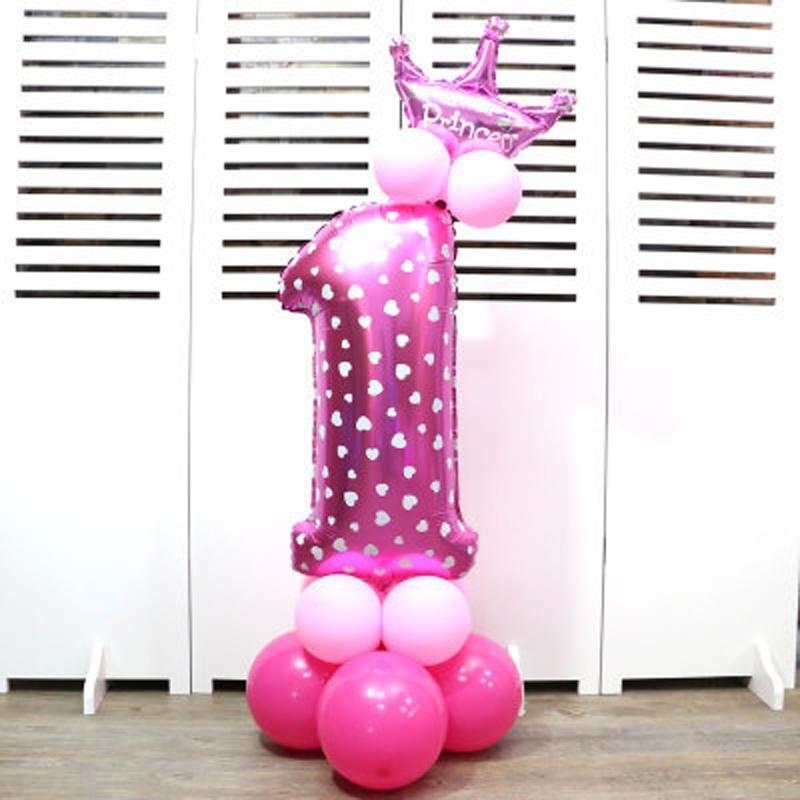 Elegant 32" Number Foil Balloon For Birthday Wedding And Party Decor Blue/pink
