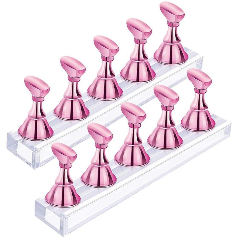 2 Sets Acrylic Nail Display Stand,Magnetic Nail Tip Practice Holders,Training Fingernail,Nail Art Stands For Salon Home,Nail Holder For Painting Nails