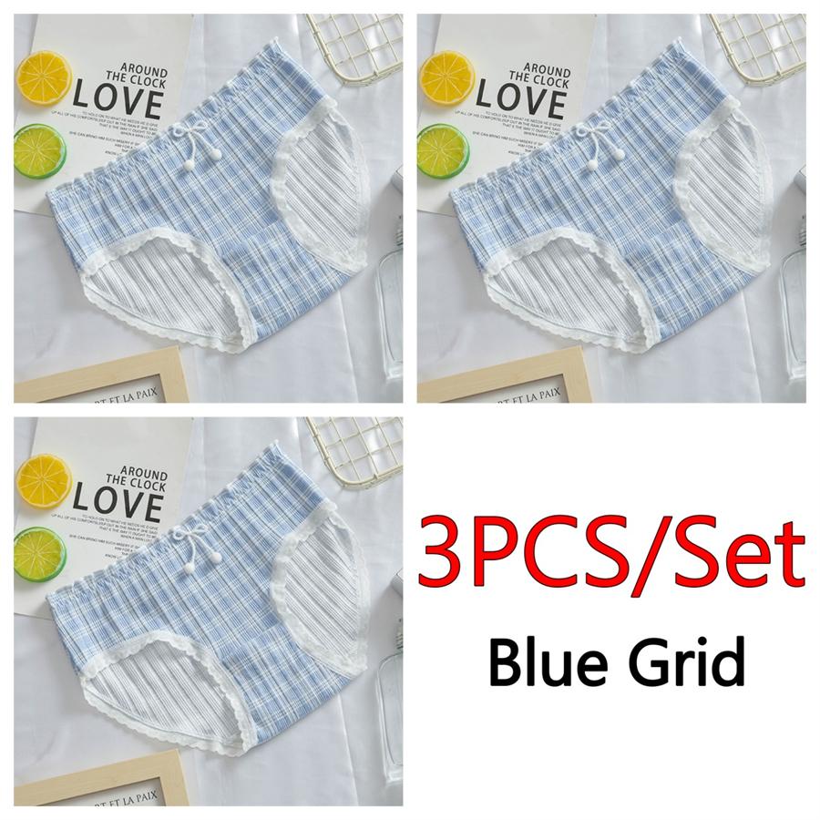 3PCS/Set Cotton Panties Women Underwear Panty Fashion Thread Bow Briefs Lovely Girl Seamless Underpants Female Lingerie Selling