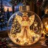 Pallina di Natale in Materiale Acrilico D9 con Design Trasparente e Pendente di Babbo Natale con Luce, Dimensione 8CM, Decorazione Natalizia da Appendere