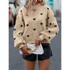 Pullover Women Loose Jumper Long Lantern Sleeve Knitwear Female Autumn Embroidery Heart Women Sweater