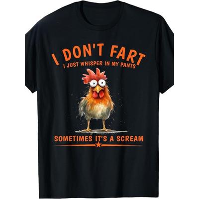 Europäische Größen Übergröße Herren Baumwolle Lässig Kurzarm T-Shirt - Ich Stinke Nicht, Ich Flüstere Nur Hühnerhumor in Meine Hose T-Shirt