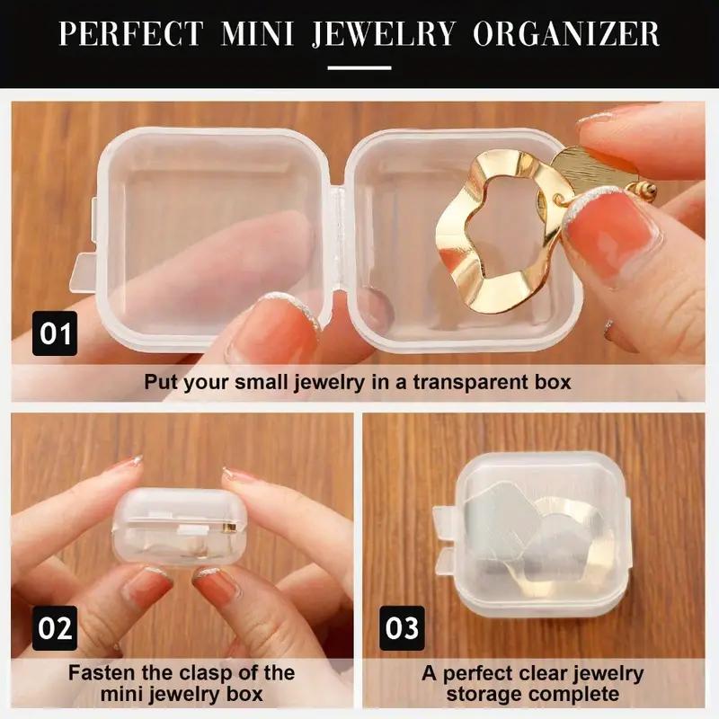 Ensemble de Boîtes de Rangement pour Bijoux en Plastique Transparent avec Couvercles - Organisez Boucles d'Oreilles et Petits Objets, Design Empilable, Disponible en 10/20/30/50 Pièces