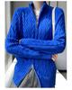 Women's Wool Zipper Knit Cardigan Sweater with Lapel