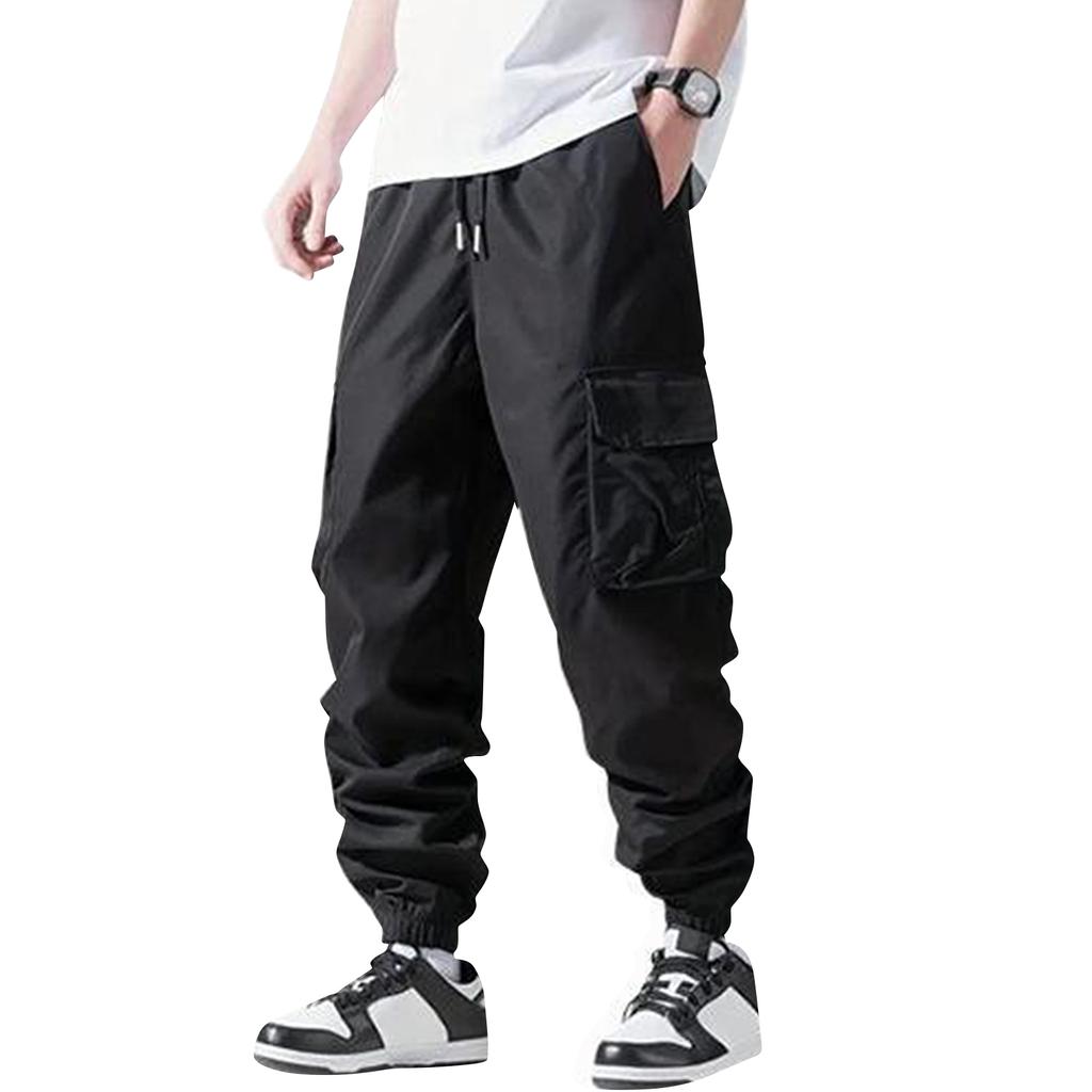 Herren Sommer Multi-Pocket Cargo Jogginghose Outdoor Langlebige Gerade Bein Arbeits Hose mit Elastischen Bündchen und Verstellbarem Bund