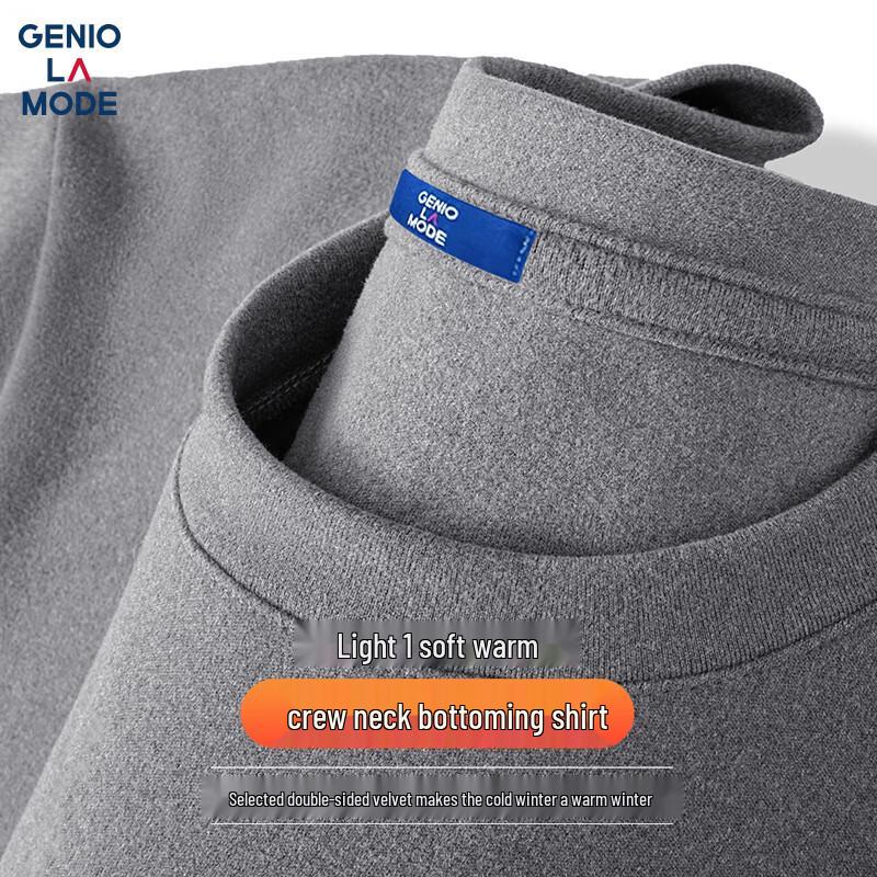 GENIOLAMODE Men s Double-Sided Fleece Long Sleeve Round Neck Thermal T-Shirt M