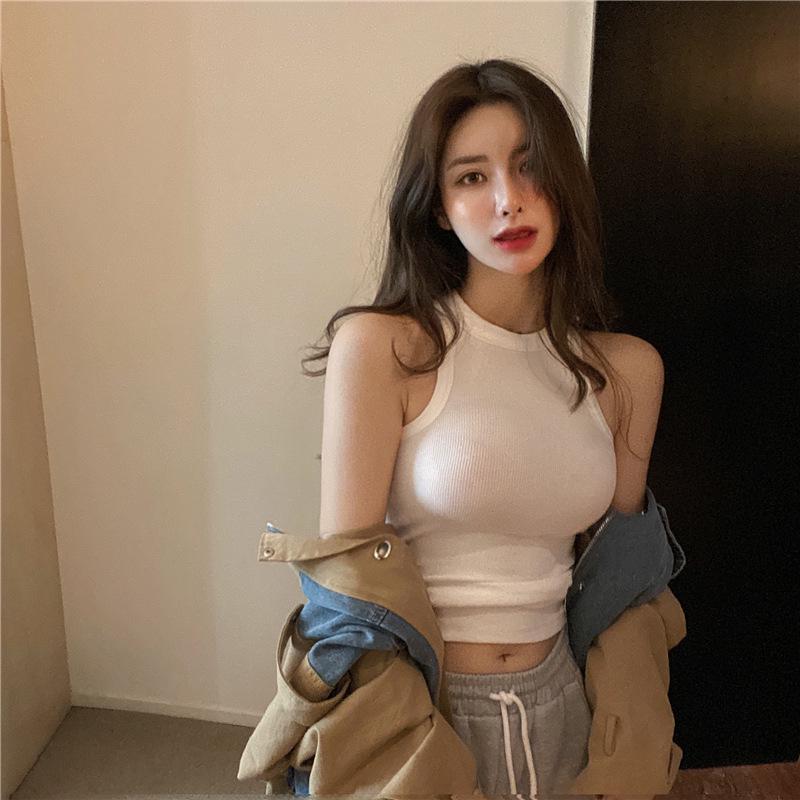 Schlankes Neckholder-Top für Damen – Ärmelloses Top im koreanischen Stil für Frühjahr/Sommer 2025 brown