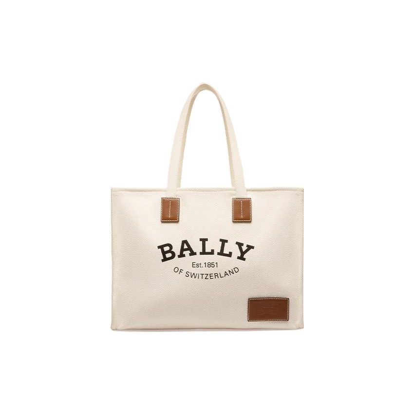 

Bally Французская сумка-тоут с принтом логотипа, детали из ткани и кожи, женские сумки-тоут, цвет: внебело-белый 6301346 Basic Set (Bag+Dust Bag)