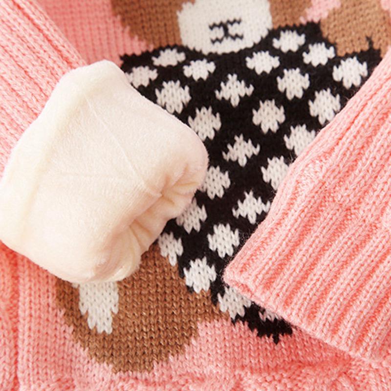 1-12 Years Kids Turtleneck Sweater Cute Bear Embroidered Knitted Pullover