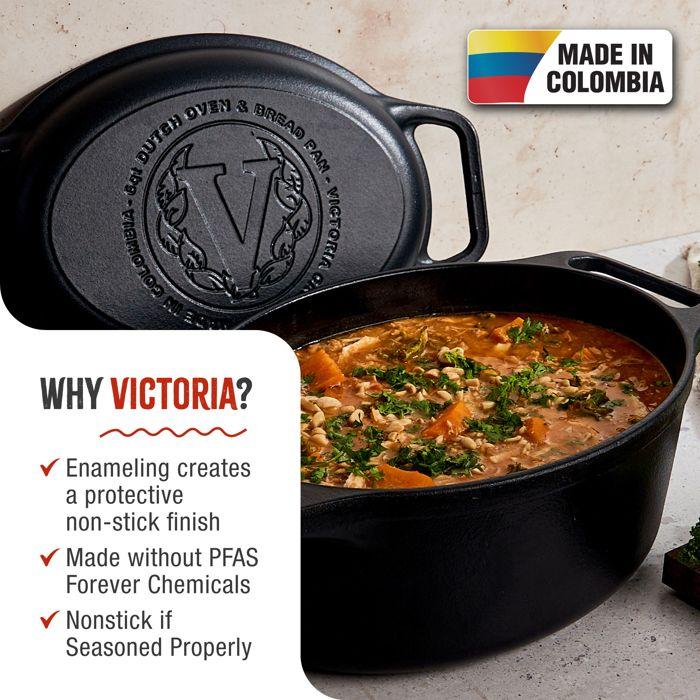 Cocotte et Poêle Induction Fonte Émaillée 31 cm, Dutch Oven 5,7L, Sans PTFE Victoria 38717 Noir 38717