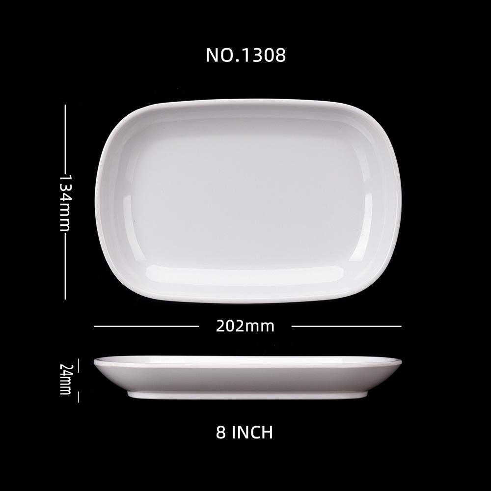 Rectangle Melamine Breakfast Plate Meal Dish Trays Imitation Porcelain Dessret Snack Dishes To Eat Kitchen Tableware 8-10 Inch