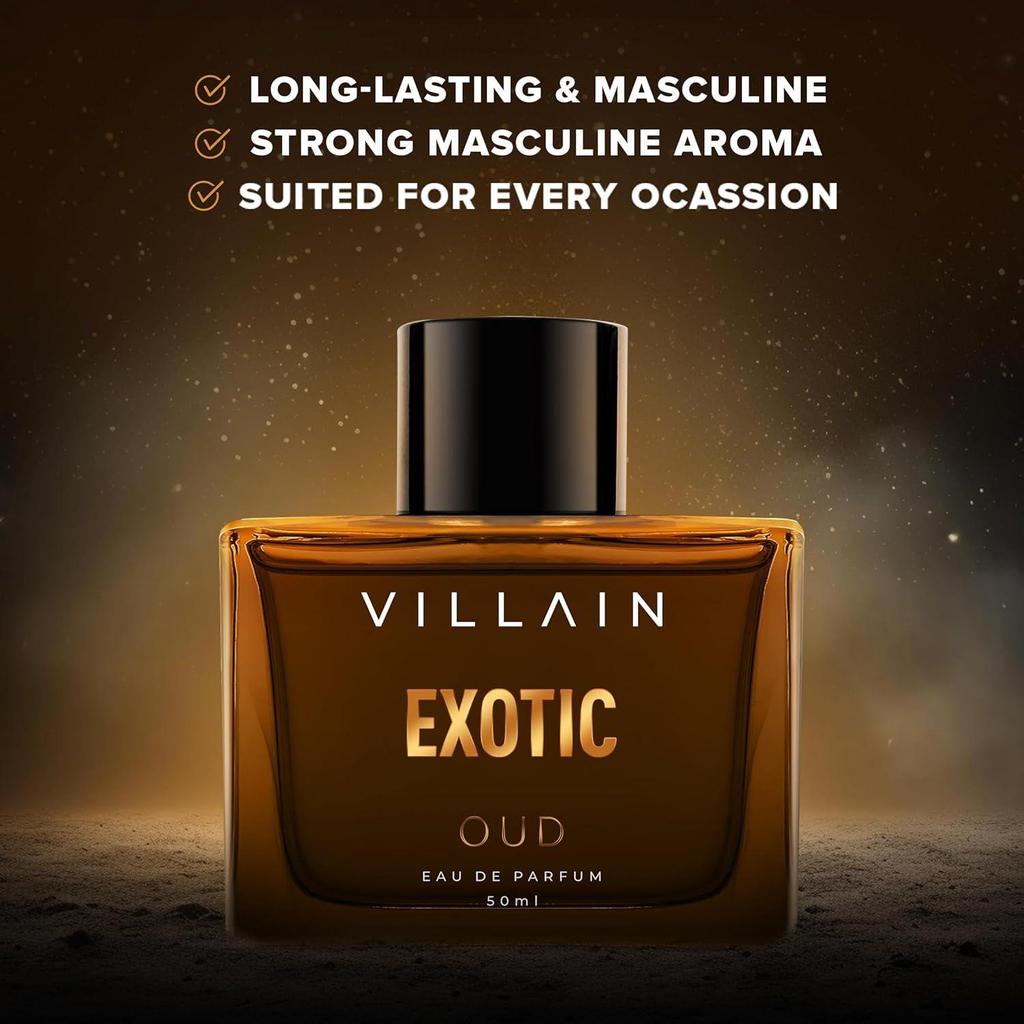 VILLAIN Exotic OUD Luxury Premium Long - Lasting Fragrance Eau De Perfum for Men - 50 Ml
