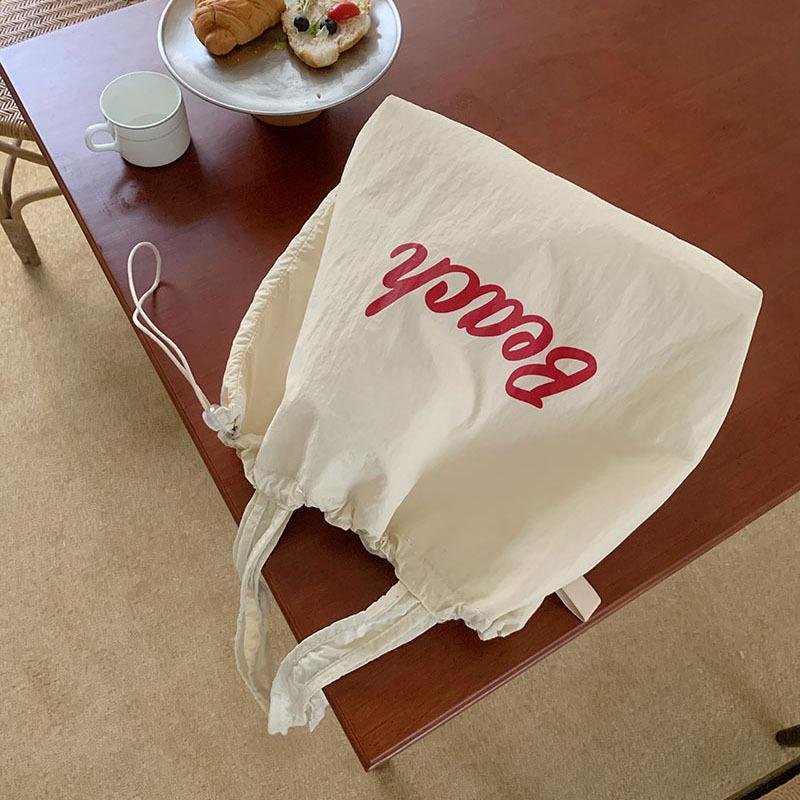 New Summer Drawstring Nylon Cloth Bag Lazy Style Tote Bag Women's Commuting Shoulder Bag Large Capacity Canvas Bag Trendy